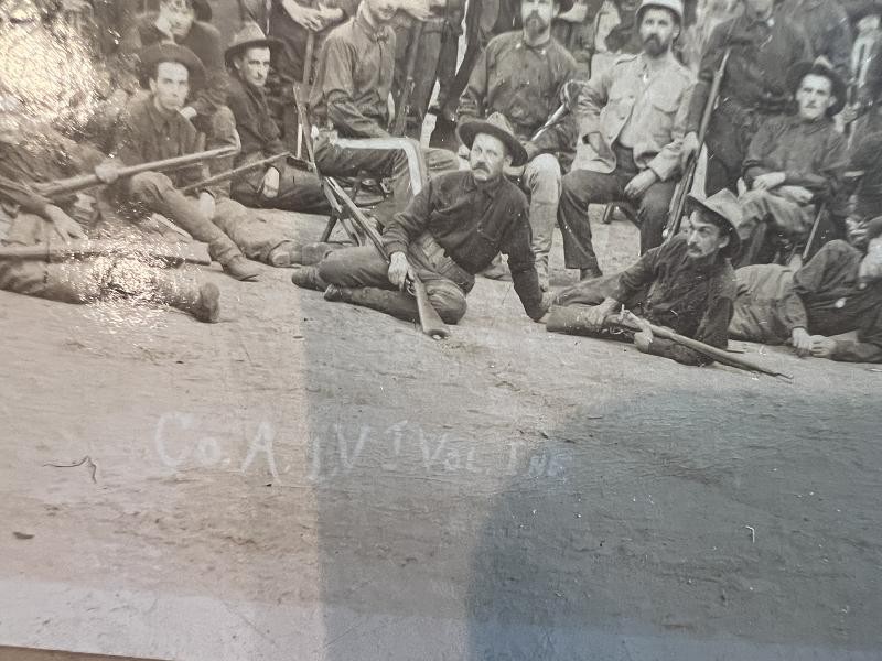 SPANISH AMERICAN WAR ALBUMEN PHOTOGRAPH OF THE 1ST VERMONT VOLUNTEER INFANTRY CO. A
