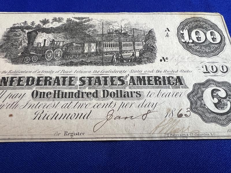 Rare Redeemed Jackson MS T-39 Richmond 1862 $100 Bill Confederate Paper Money
