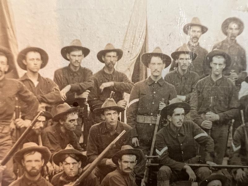 SPANISH AMERICAN WAR ALBUMEN PHOTOGRAPH OF THE 1ST VERMONT VOLUNTEER INFANTRY CO. A