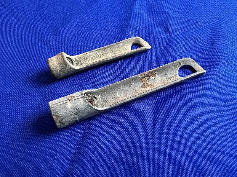 TWO DUG CIVIL WAR BRASS TENT ROPE ADJUSTER DALTON GA