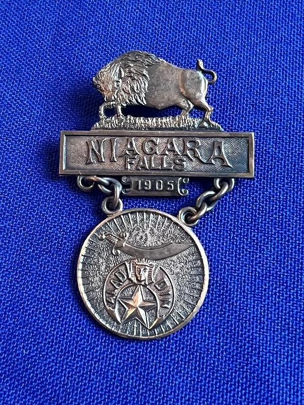 1905 NIAGARA FALLS NEW YORK MASONIC MEDAL BADGE