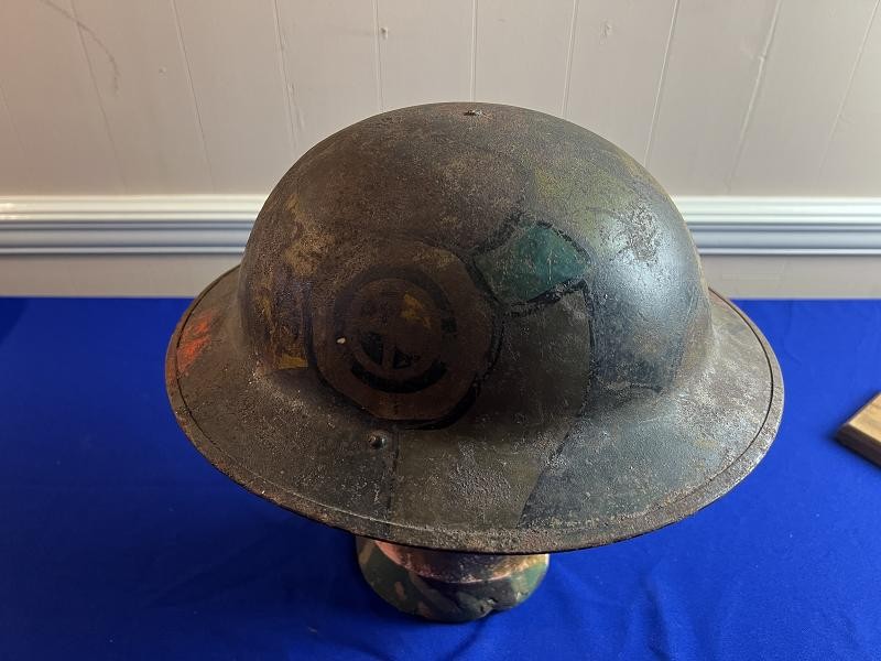 US WWI MODEL 1917 CAMO HELMET 35th Division 139th Infantry