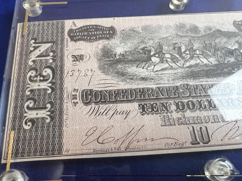 Fine Unc 1864 Confederate States of America $10 Ten Dollar Note - Richmond, Va