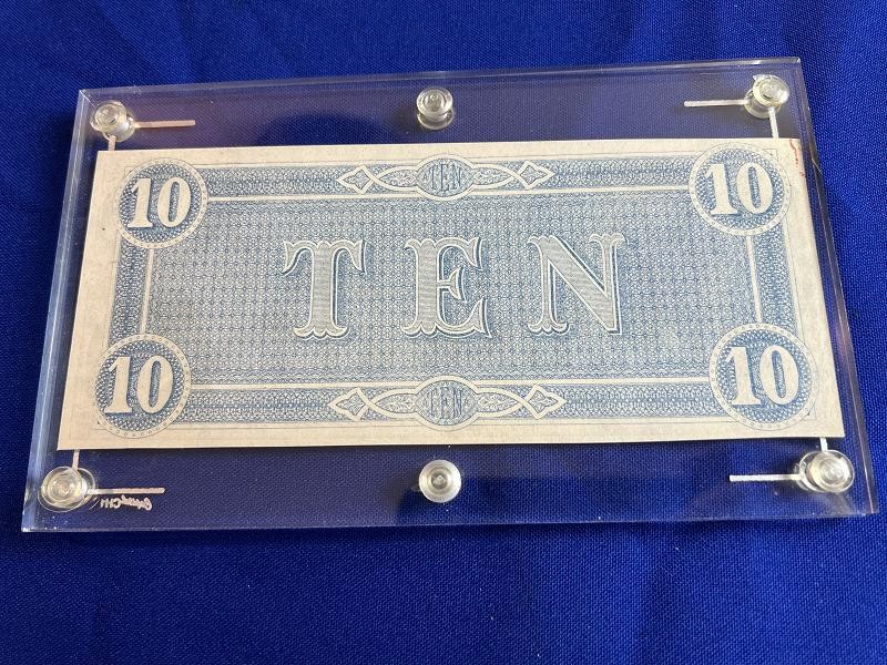 Fine Unc 1864 Confederate States of America $10 Ten Dollar Note - Richmond, Va