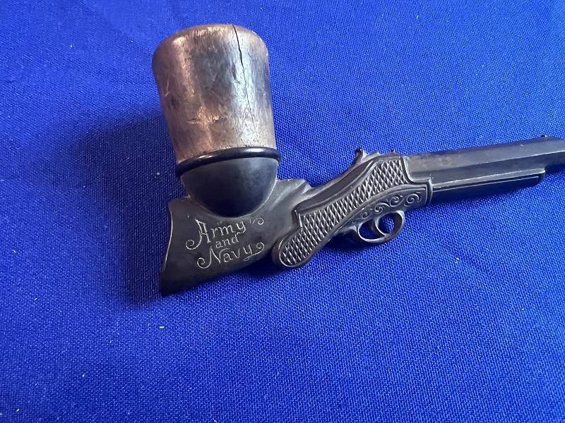Civil War Pipe Army Navy Marked Rifle Shape Made From Gutta Percha