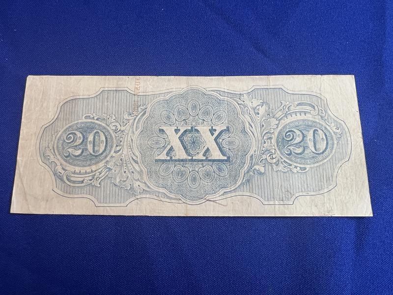 Exc Confederate $20.00 Note T58 April 6th 1863
