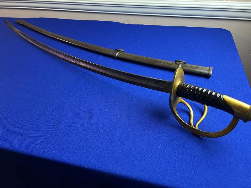 US CIVIL WAR C. ROBY CAVALRY SWORD WITH SCABBARD DATED 1864