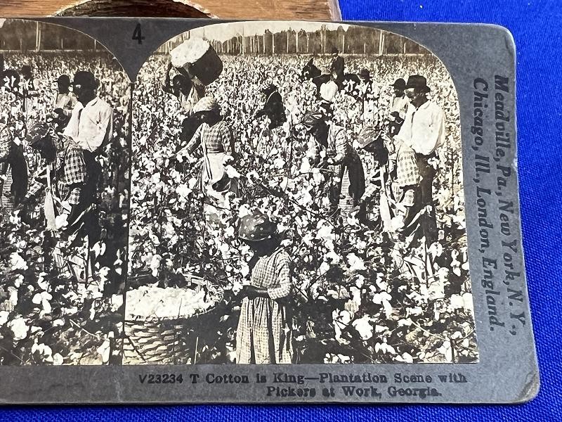 GEORGIA BLACK NEGRO GROUP STEREOVIEW CARD PHOTO PICKING COTTON