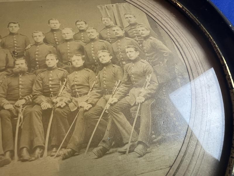 1870 FRANCO WAR GERMAN CAVALRY SOLDIER GROUP FRAMED ALBUMEN PHOTO