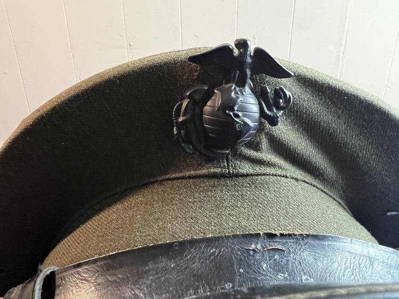 WW2 USMC VISOR CAP DATED 1944 MADE BY GD CAUTHON
