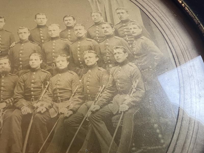 1870 FRANCO WAR GERMAN CAVALRY SOLDIER GROUP FRAMED ALBUMEN PHOTO