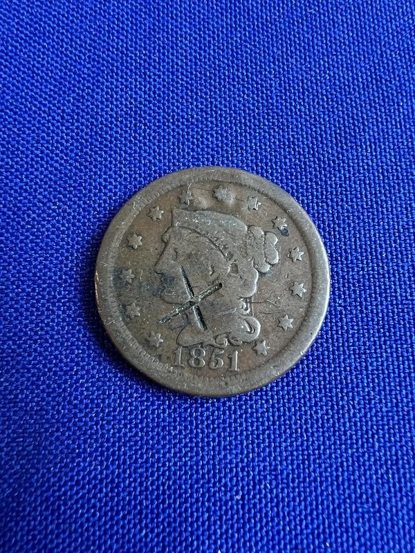 1852 US LARGE CENT COIN NICE VISIBLE DATE