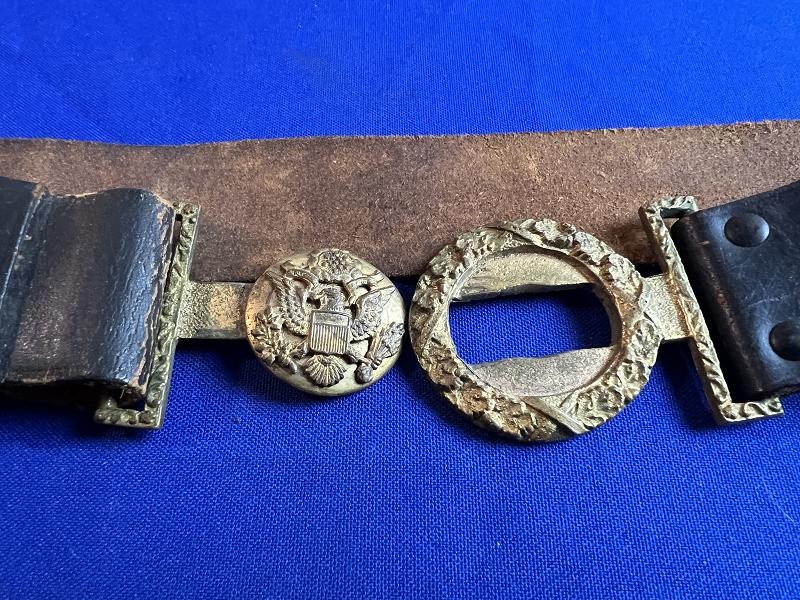 WW1 WWI US OFFICERS GARRISON 2 PC BELT BUCKLE WITH BELT