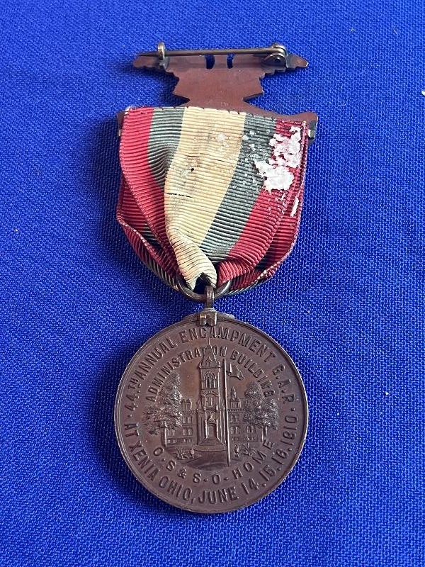CIVIL WAR UNION VETERAN DELEGATE 44TH ANNUAL ENCAMPMENT GAR JUNE 1910 XENIA OHIO MEDAL RIBBON