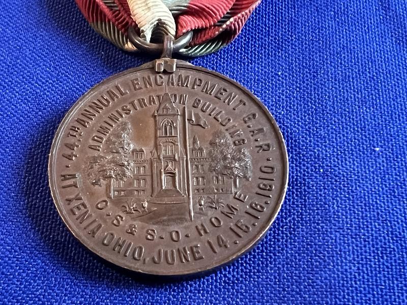 CIVIL WAR UNION VETERAN DELEGATE 44TH ANNUAL ENCAMPMENT GAR JUNE 1910 XENIA OHIO MEDAL RIBBON