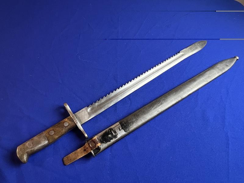 SWISS M1914 PIONEER SAWBACK BAYONET AND SCABBARD