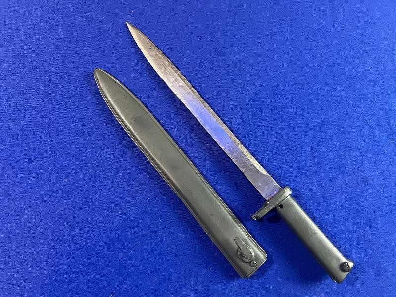 Fine WW1 Imperial German Ersatz Bayonet Made By FAG with High Ears & a Steel Scabbard