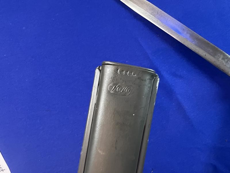 Fine WW1 Imperial German Ersatz Bayonet Made By FAG with High Ears & a Steel Scabbard