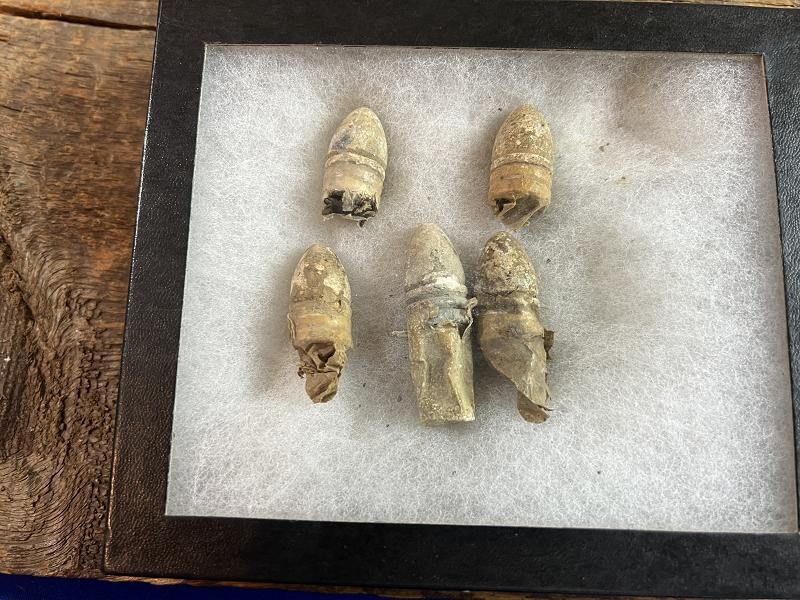 Five Dug Original Three Ring .58 Caliber Mini Ball Bullet Cartridges